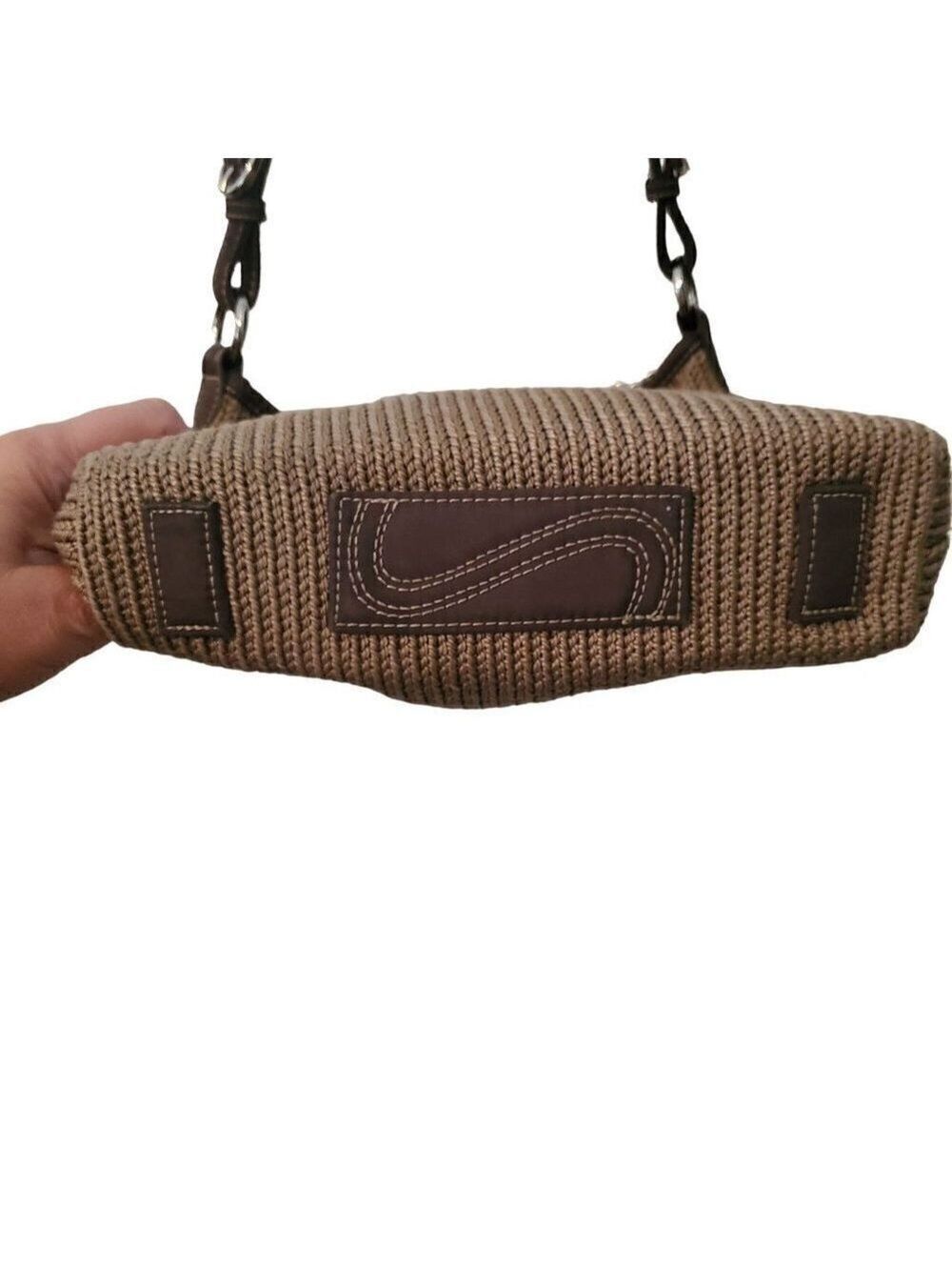 THE SAK Brown Crochet Braided Recycled Bottles Purse Shoulder Bag Pocketbook - Picture 3 of 7